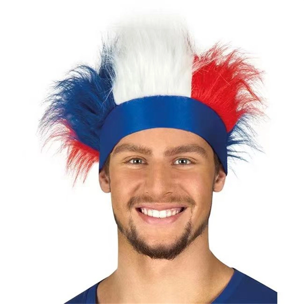 Patriotic Hairy Headband for 4th of July, Red White and Blue Headband