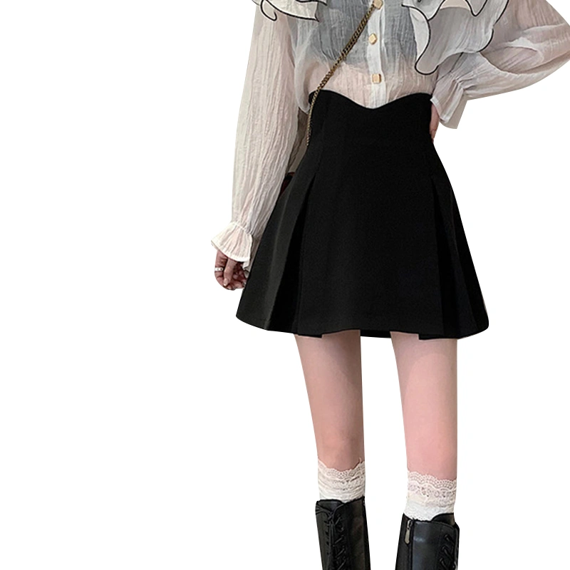 Women High Waist Pleated Skirt Casual Summer Mini A-Line Skirt 