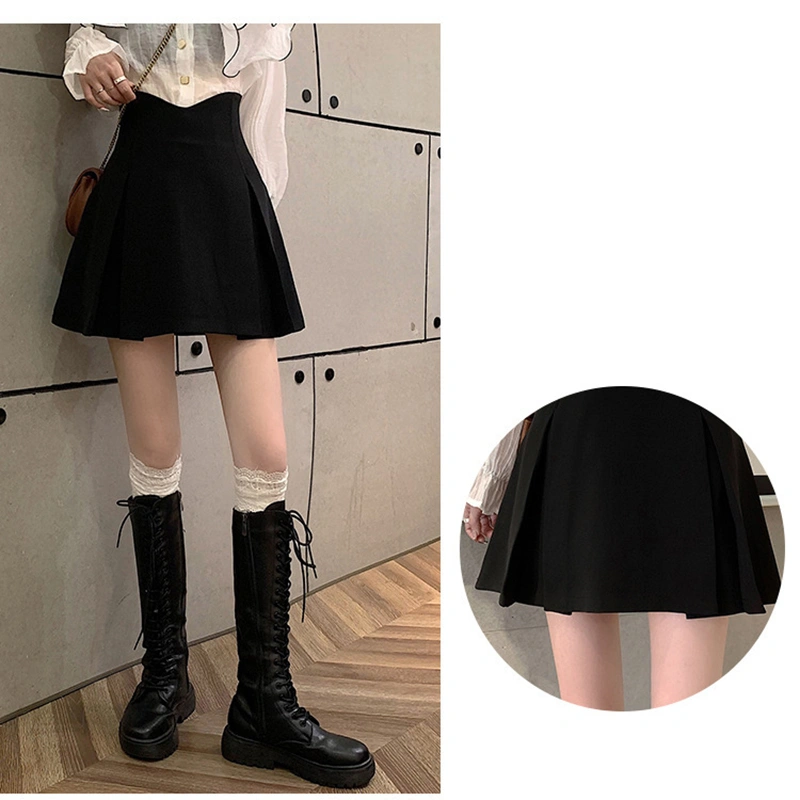 Women High Waist Pleated Skirt Casual Summer Mini A-Line Skirt 