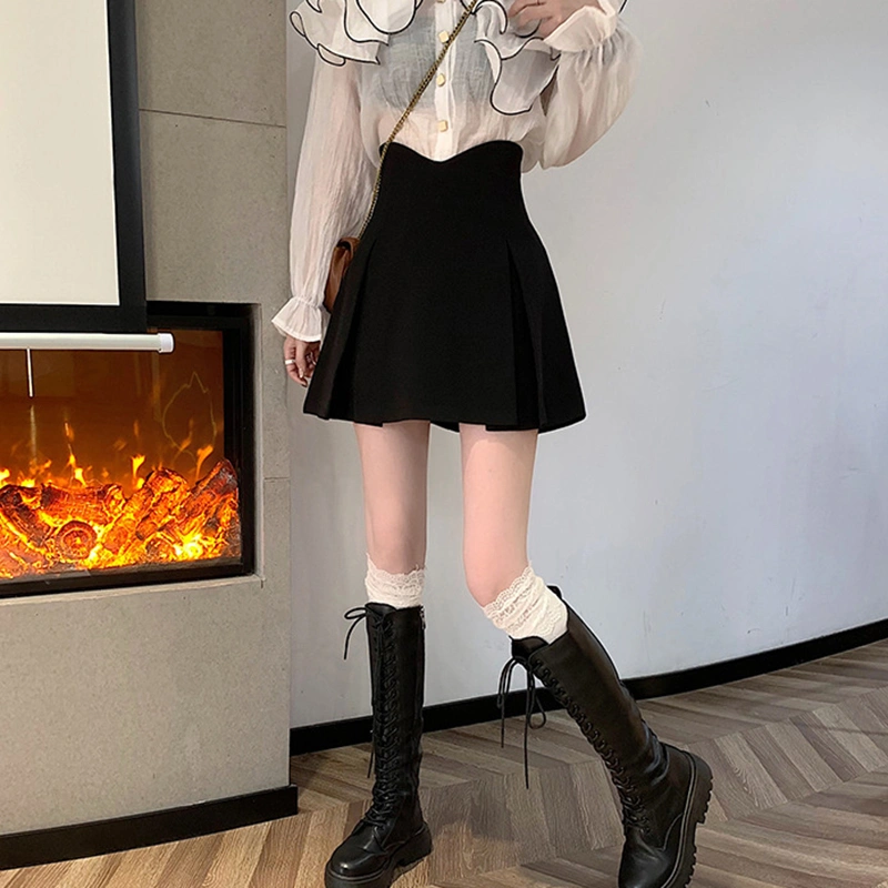 Women High Waist Pleated Skirt Casual Summer Mini A-Line Skirt 