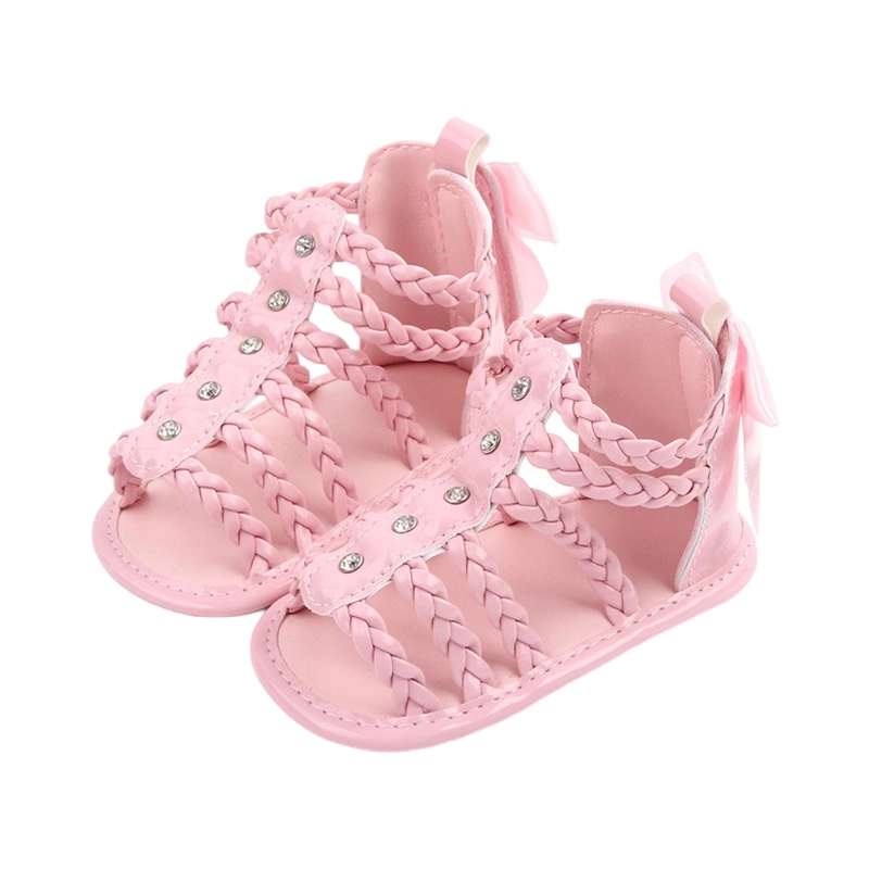 Baby Girls Sandals Leatherette Braided Studded Gladiator Sandals