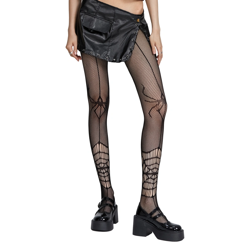 Women Gothic Pantyhose Spider Pattern Hollow-Out Fishnet Stockings