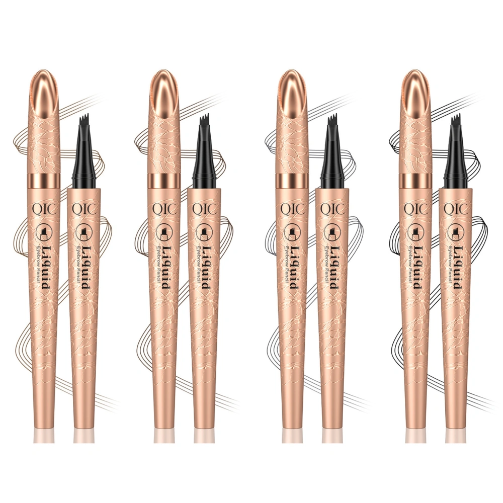 Liquid Eyebrow Pen 4 Pack Waterproof Brow Pencil with Micro-Fork Tip