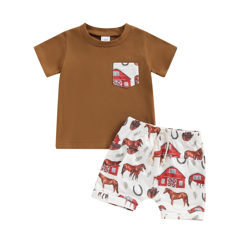 2Pcs Baby Boy Summer Outfits Short Sleeve T-Shirt + Truck Shorts Set