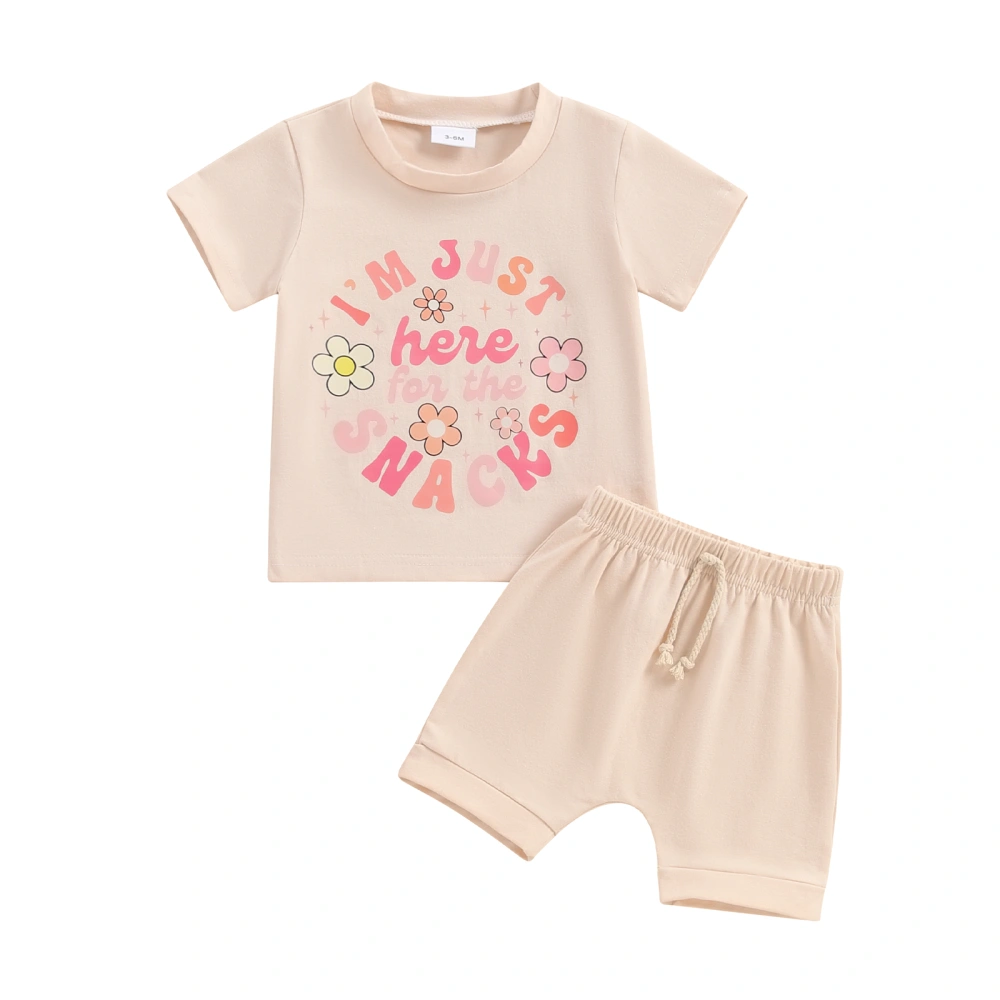 Baby Girl Summer Set, Flower Letter Print Short Sleeve Tops Shorts 