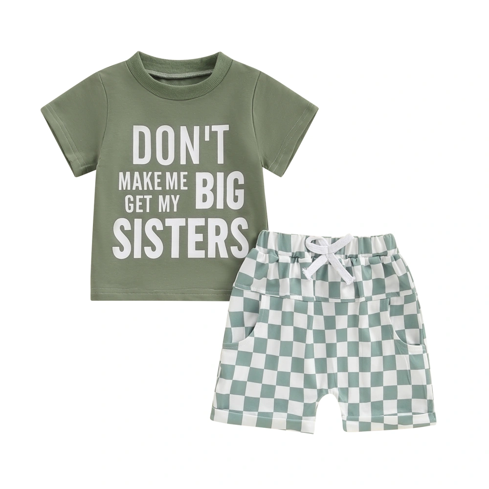 Toddler Boys Summer Outfits Letter Print Tops and Shorts Set