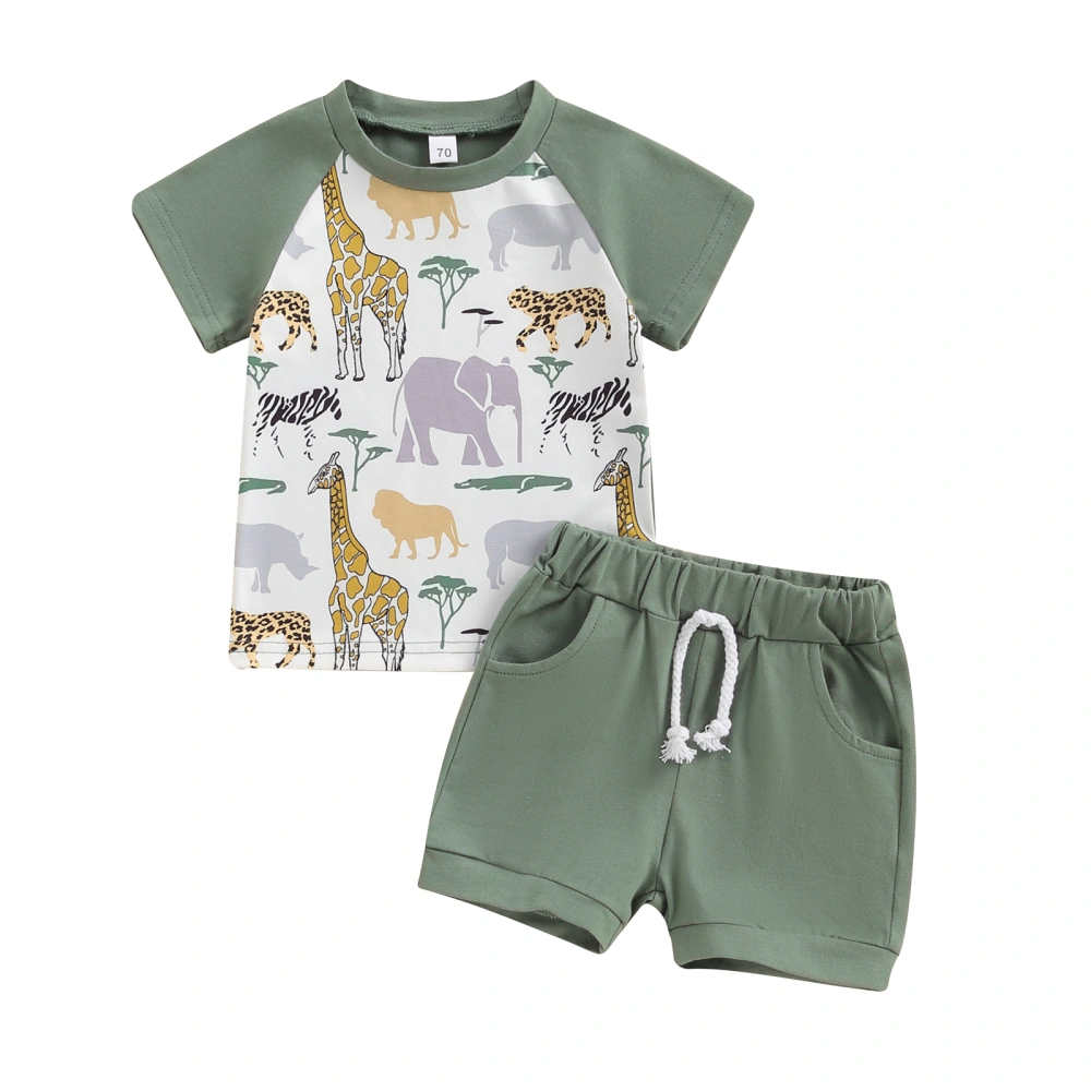 Baby Boys Summer Outfits Animal Print T-Shirt and Elastic Shorts