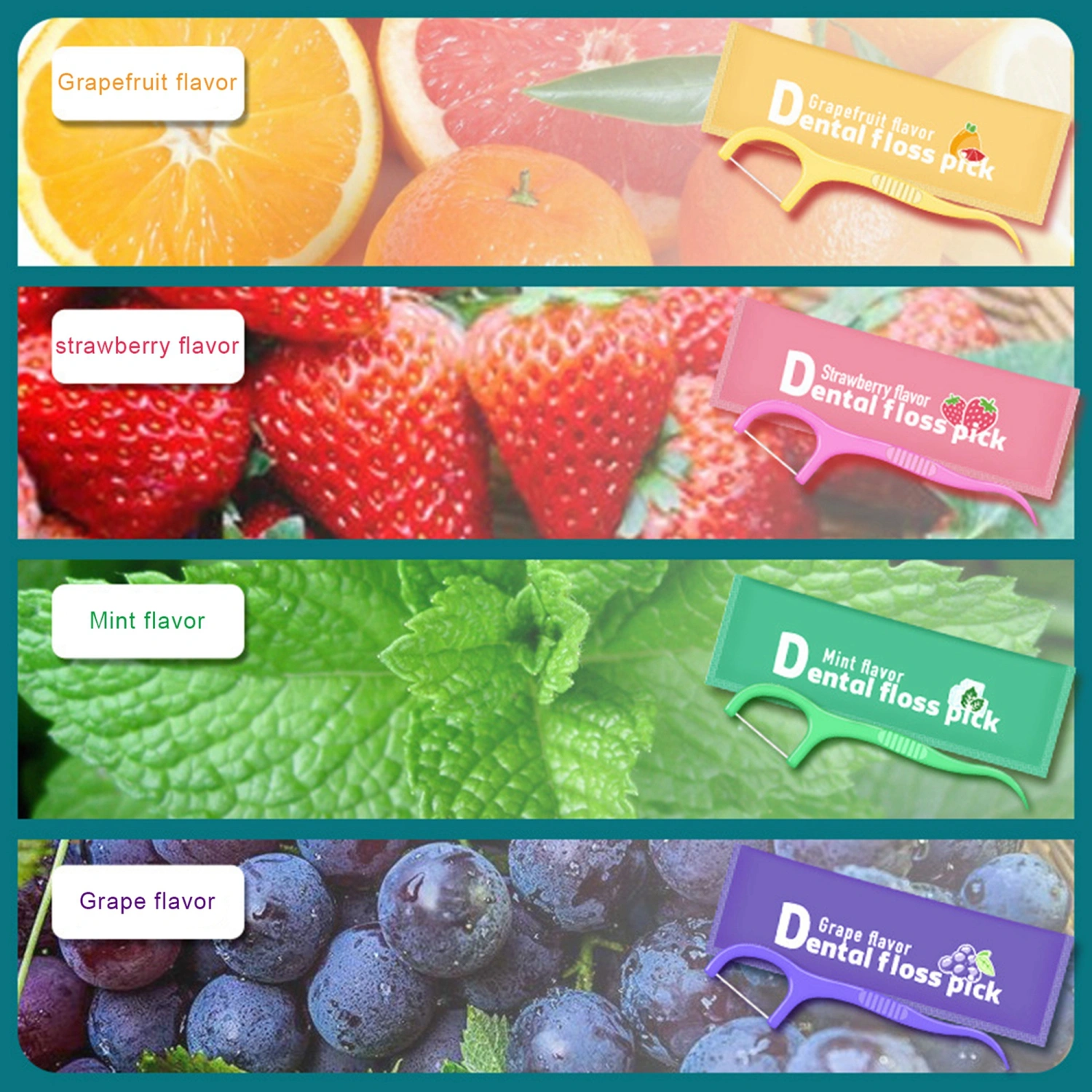 Dental Floss Pick Flavored Toothpicks Extra Fine Dental Floss 