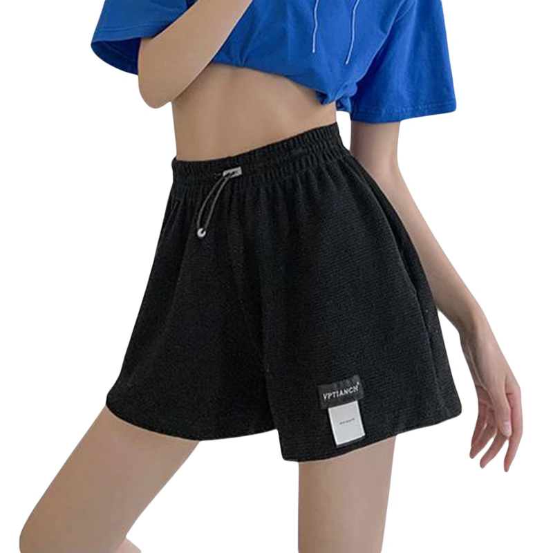 Women's Fashion Wide-Leg Shorts Patch Elastic High Waist Shorts