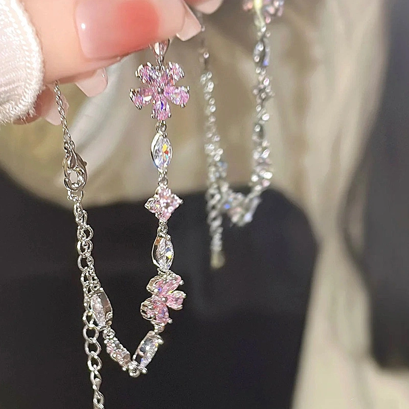 Women's Crystal Bracelet Adjustable Sparkly Cherry Blossom Bracelets 