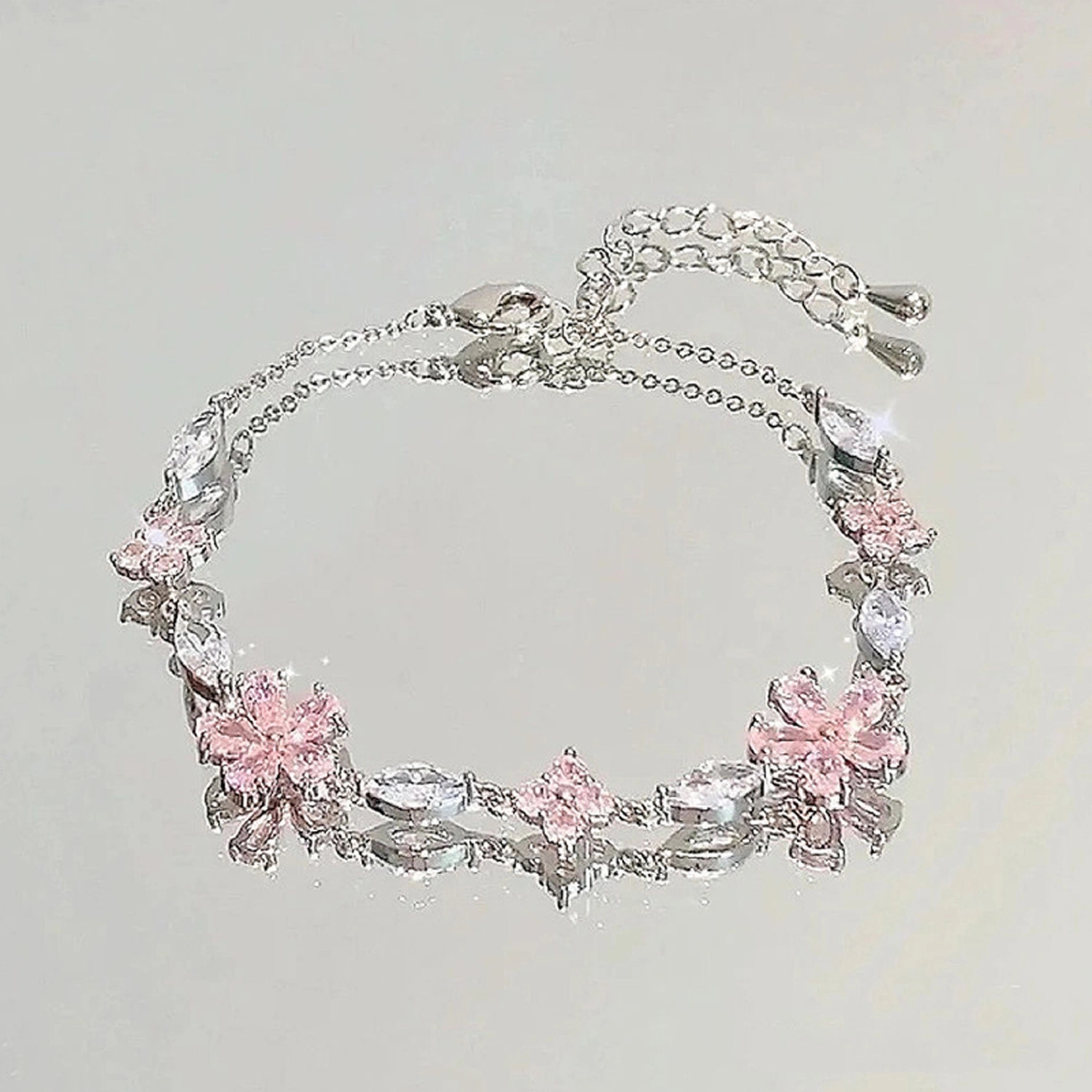 Women's Crystal Bracelet Adjustable Sparkly Cherry Blossom Bracelets 