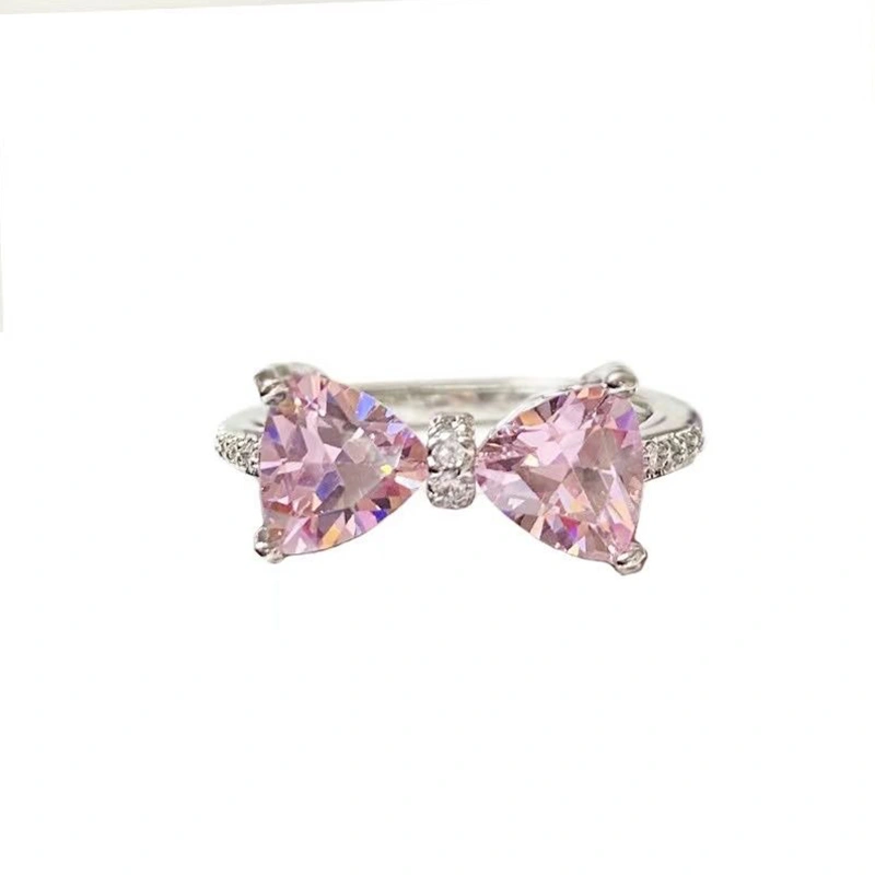 Bow Rings for Women Dainty Zirconia Bowknot Rings Adjustable Rings