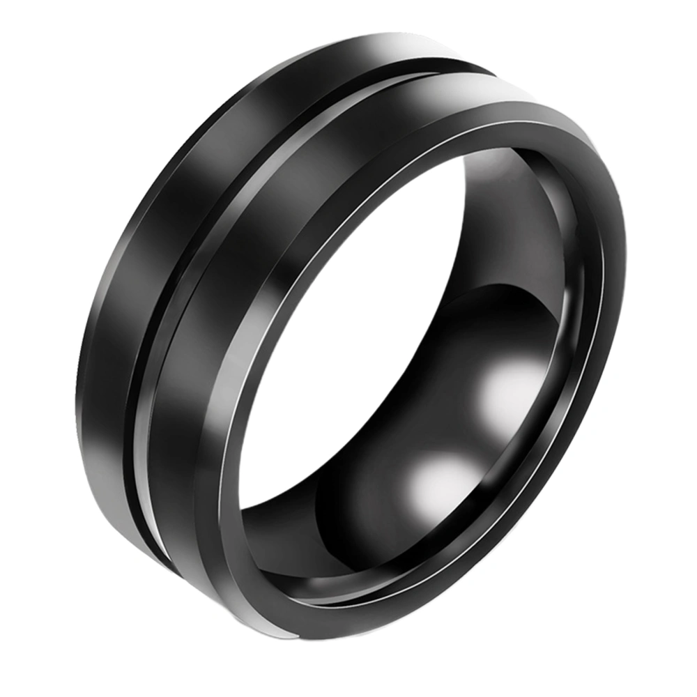 Men Band Ring 8mm Stainless Steel Groove Ring Cool Wedding Rings 