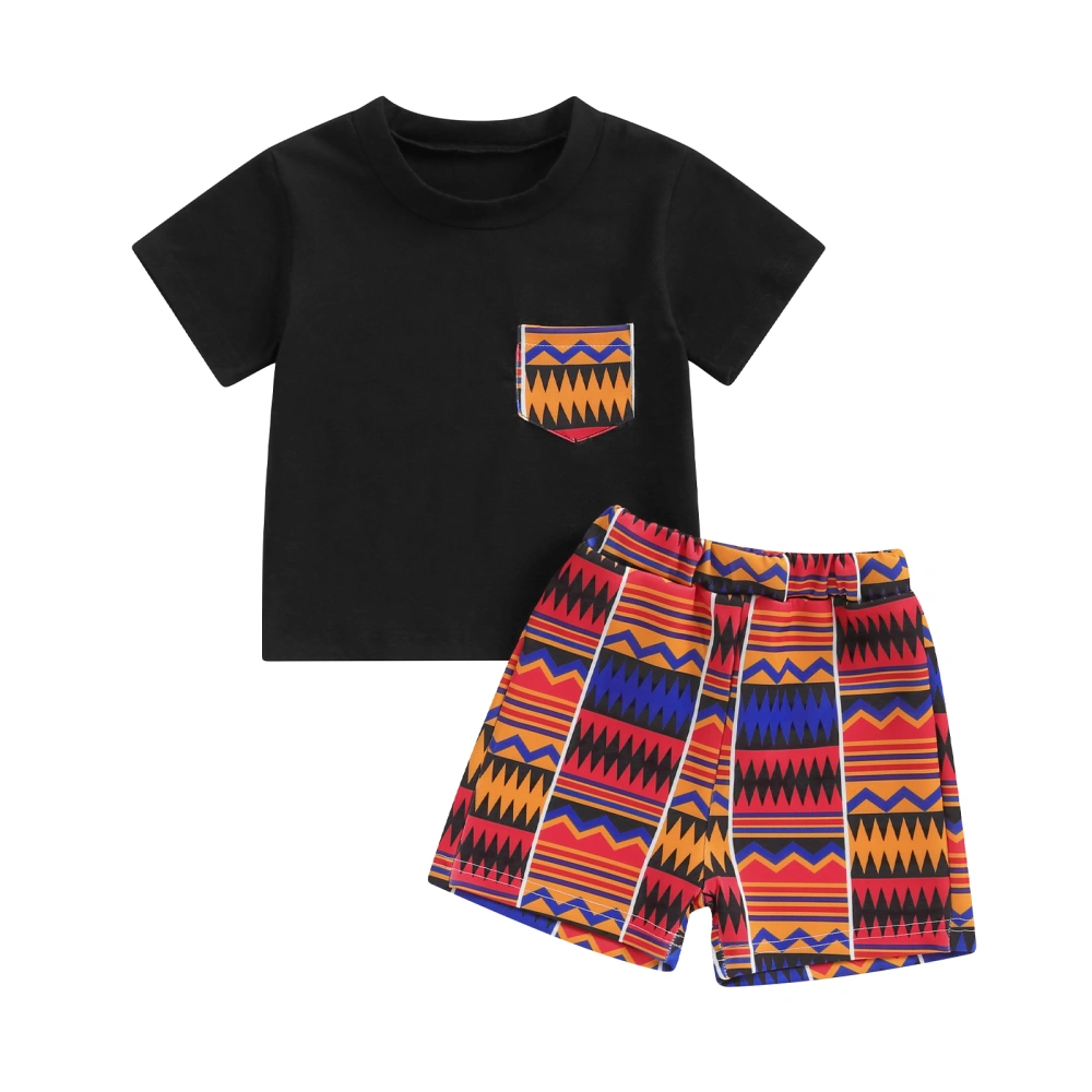 Baby Boy Summer Outfits Short Sleeve Ethnic Print T-Shirt + Shorts Set