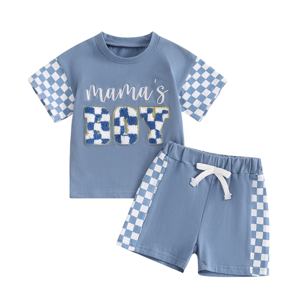 Baby Boys Summer Outfits Letter Embroidery T-Shirt and Elastic Shorts