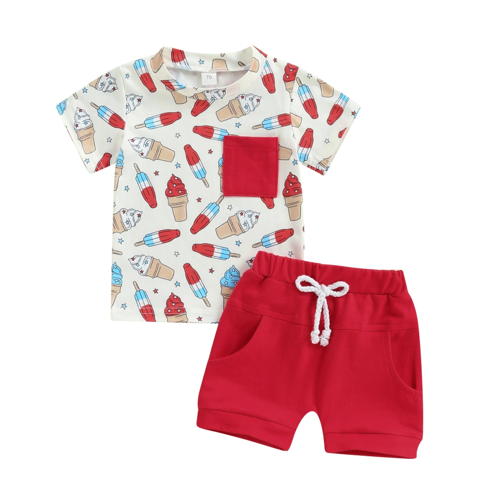 Boy 4th of July Outfit Popsicle Print Short Sleeve T-Shirt Shorts