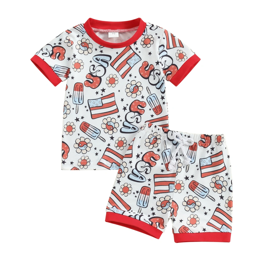 Toddler Girls 4th of July Outfit Short Sleeve T-Shirt and Shorts Set