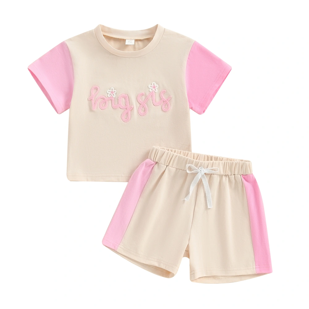 Girl Summer Outfits Letter Embroidery Short Sleeve T-Shirt Shorts