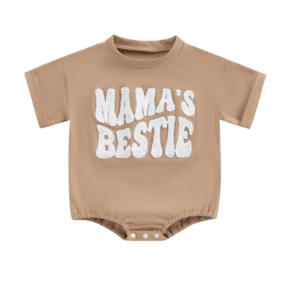 Baby Boy Girl Romper Casual Letter Embroidery Short Sleeve Jumpsuit 