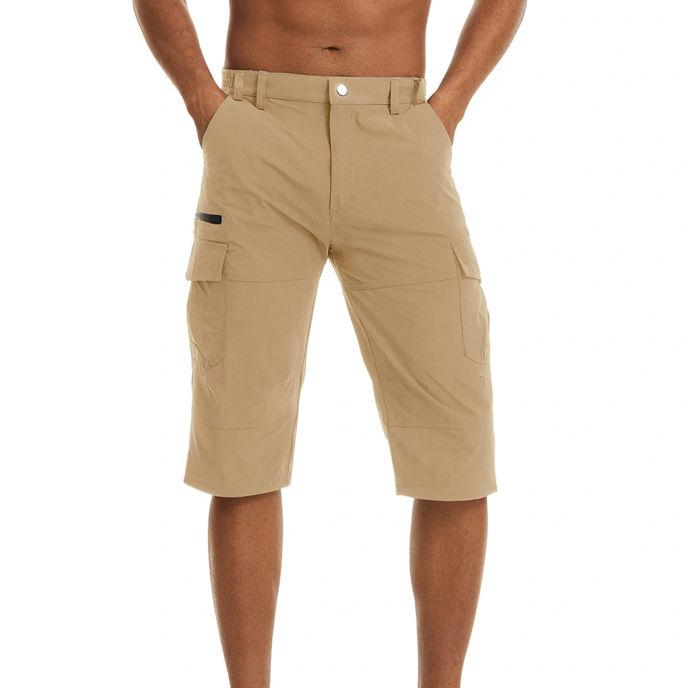 Men Cargo Shorts, Button Zipped Solid Anti-splash Shorts with Pockets