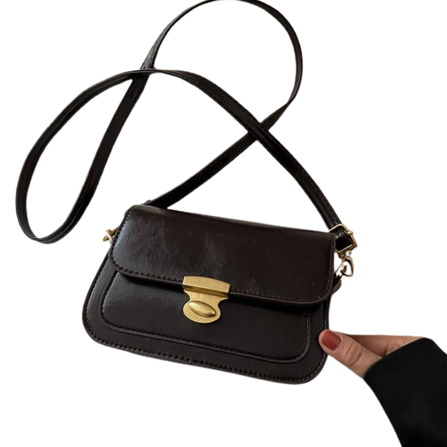 Women PU Crossbody Bag Detachable Shoulder Strap Square Shoulder Bag