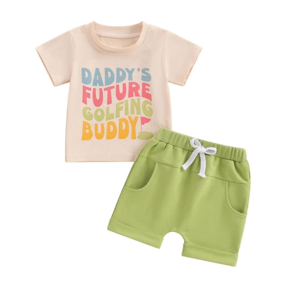 Boys Shorts Sets Short Sleeve Letter Print Tops and Drawstring Shorts