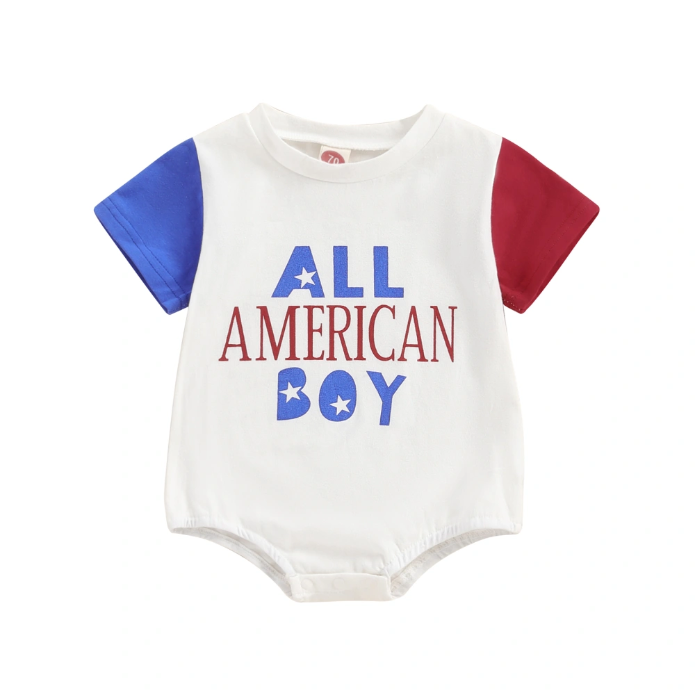 Baby Boys Summer Jumpsuit Casual 4th of July Letter Print Romper