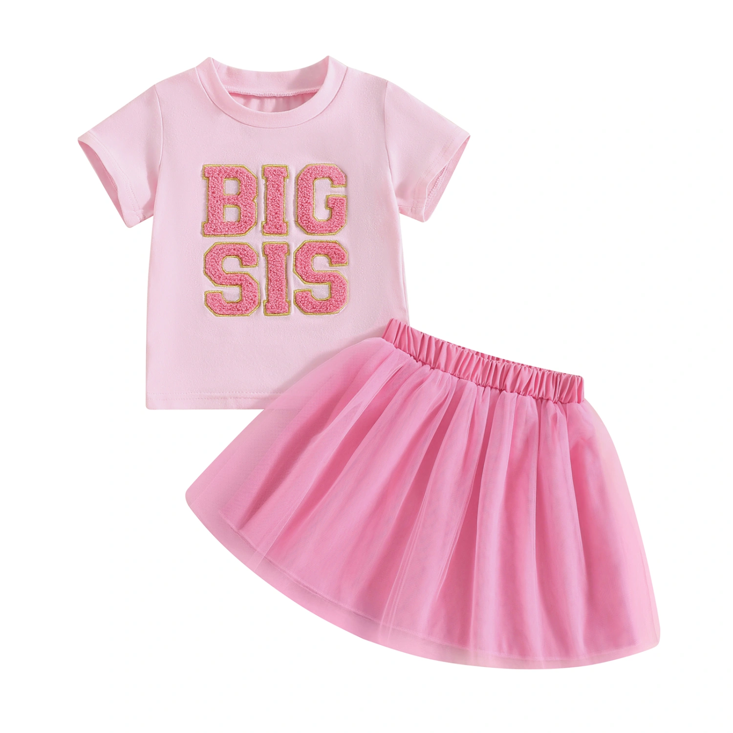 Toddler Girls Summer Outfits Letter Embroidery Tops + Tutu Skirt