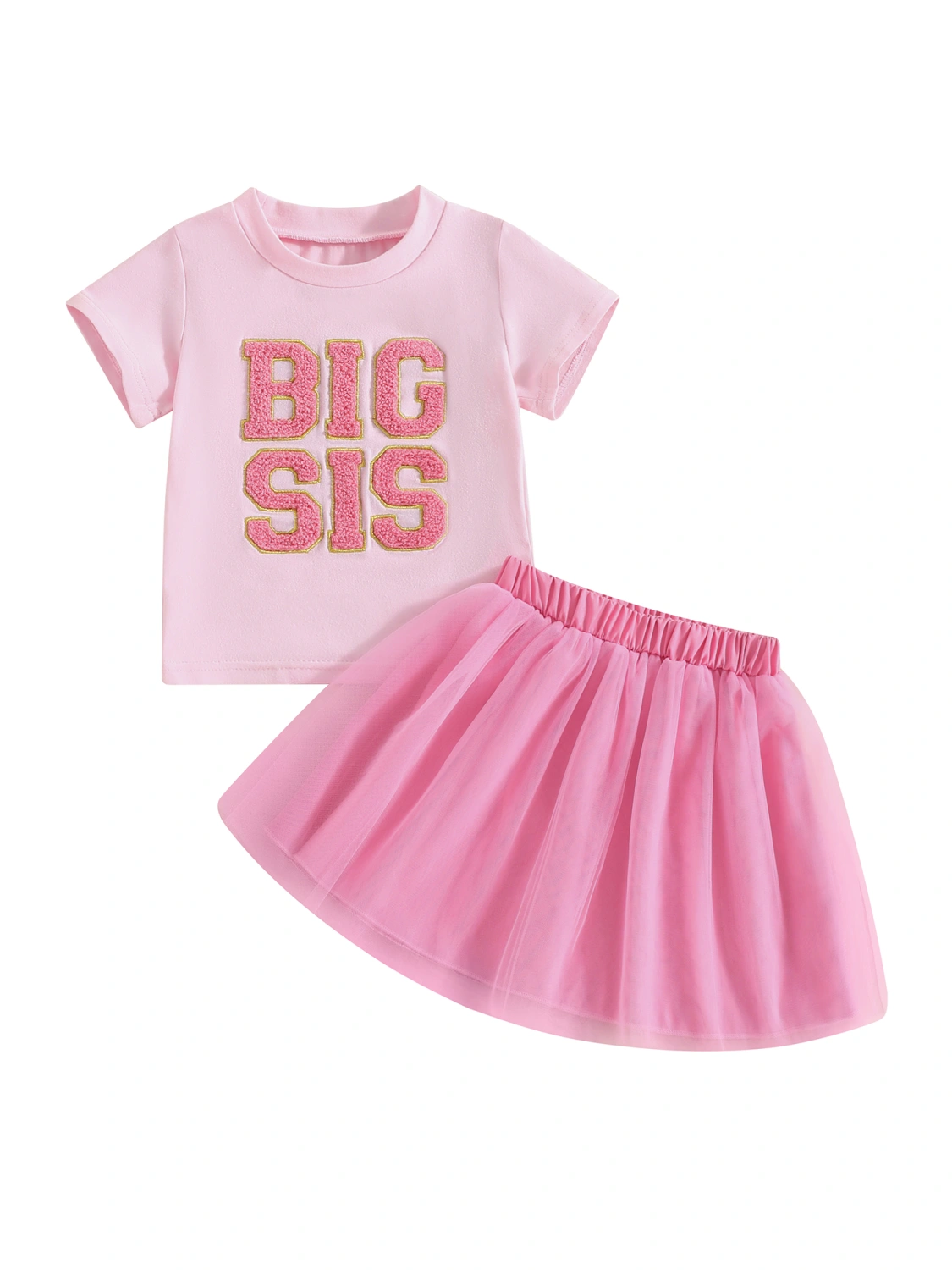 Toddler Girls Summer Outfits Letter Embroidery Tops + Tutu Skirt