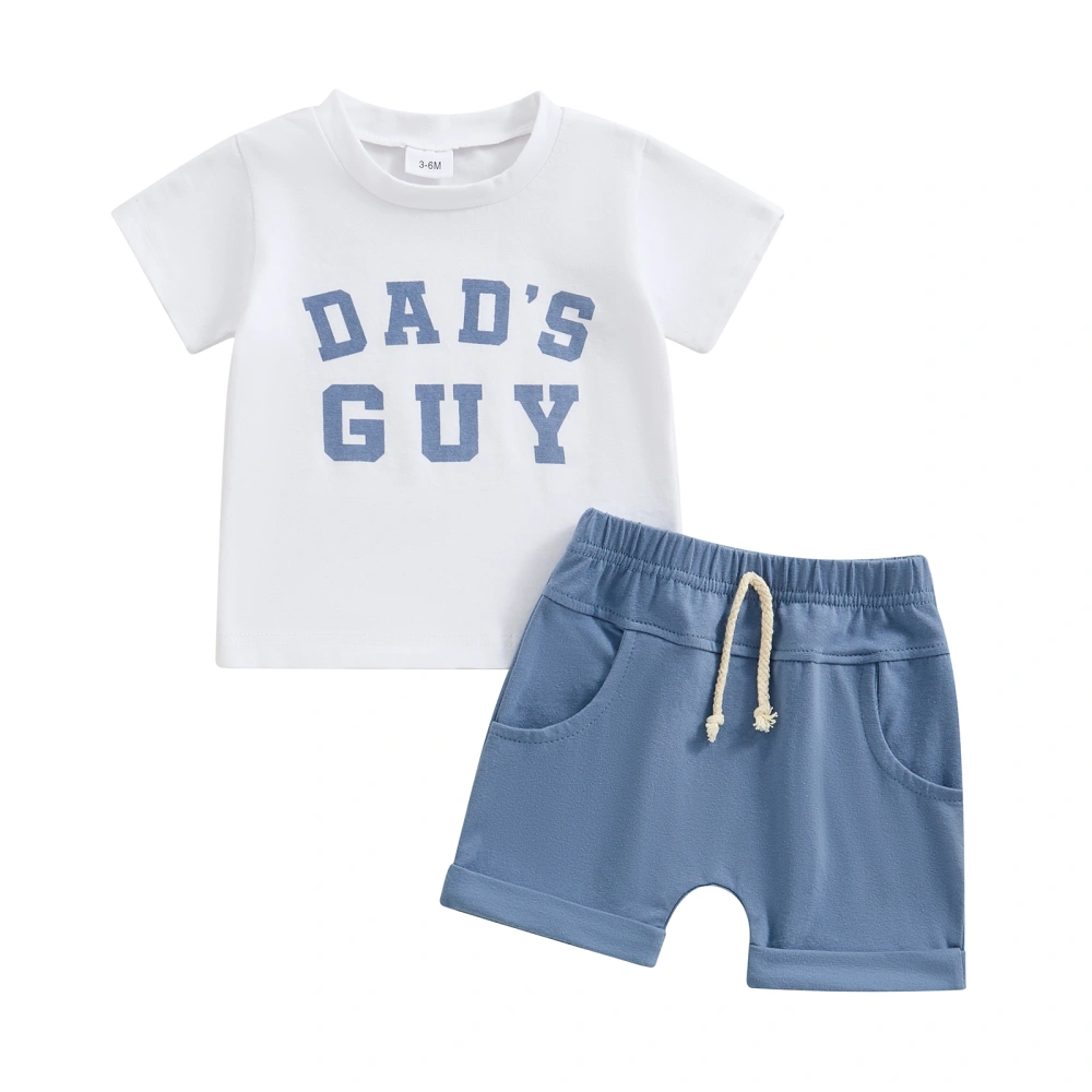 Baby Boys Summer Outfits Letter Print T-Shirt and Elastic Shorts Set