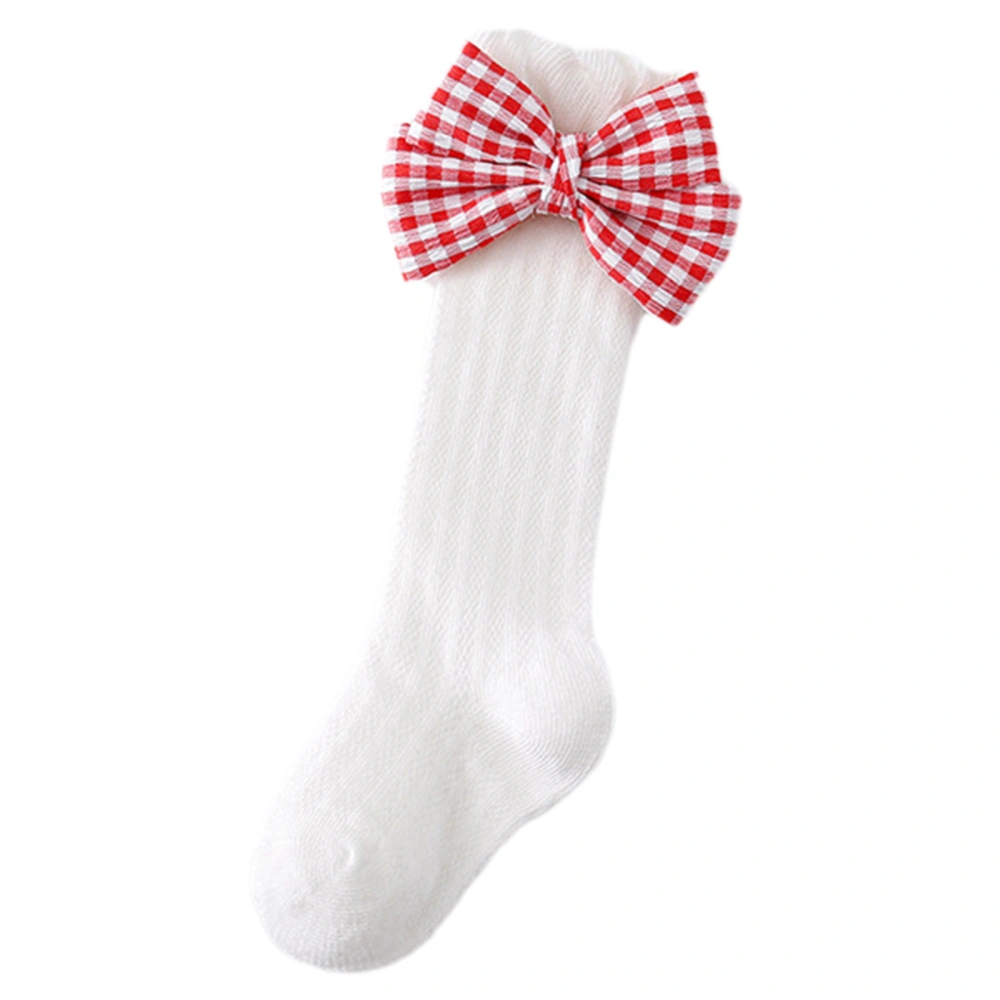 Baby Socks for Girls Plaid Bowknot Anti-Skid Thigh-High Socks