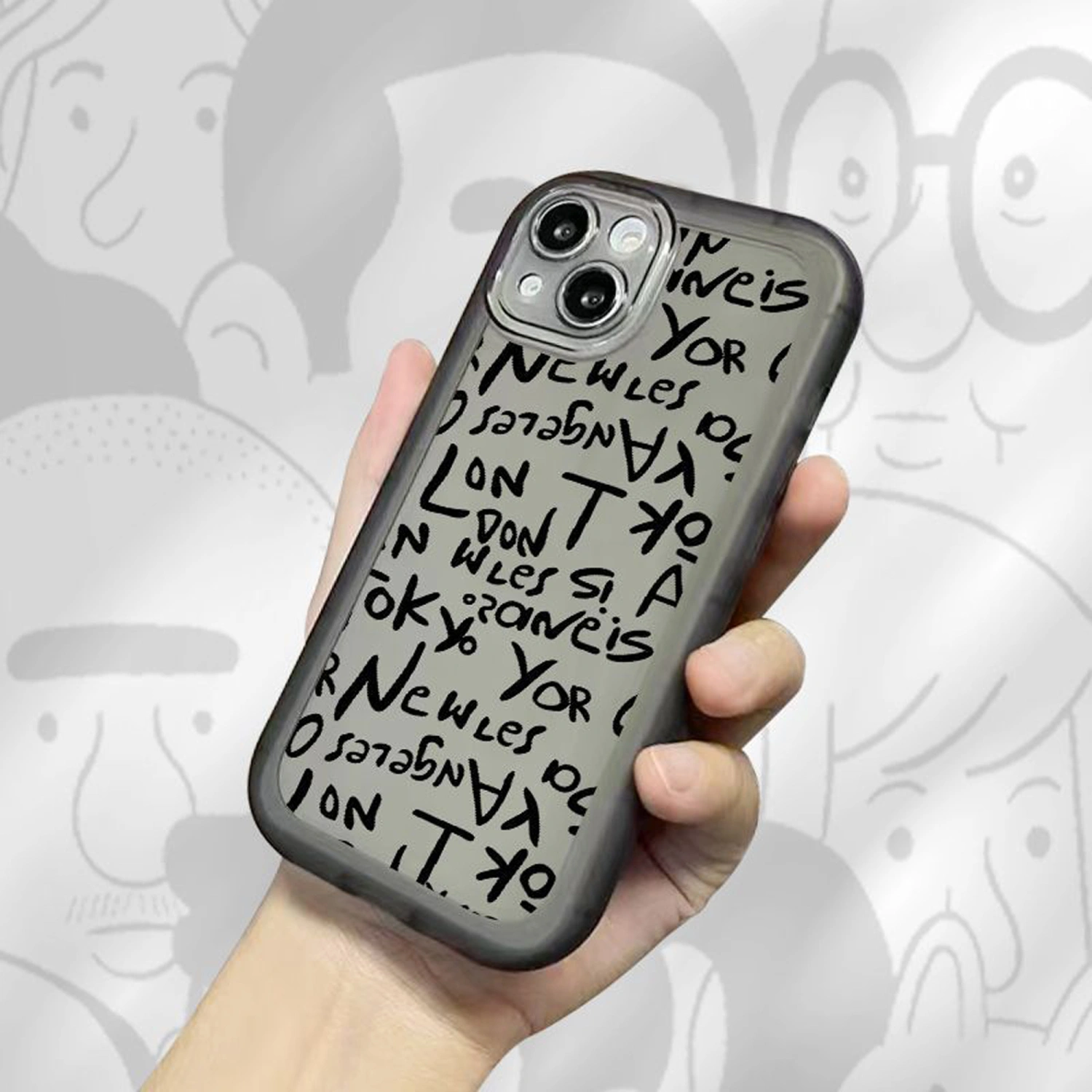 Cute Phone Case, Letters Cartoon Protective Phone Cover for iPhone