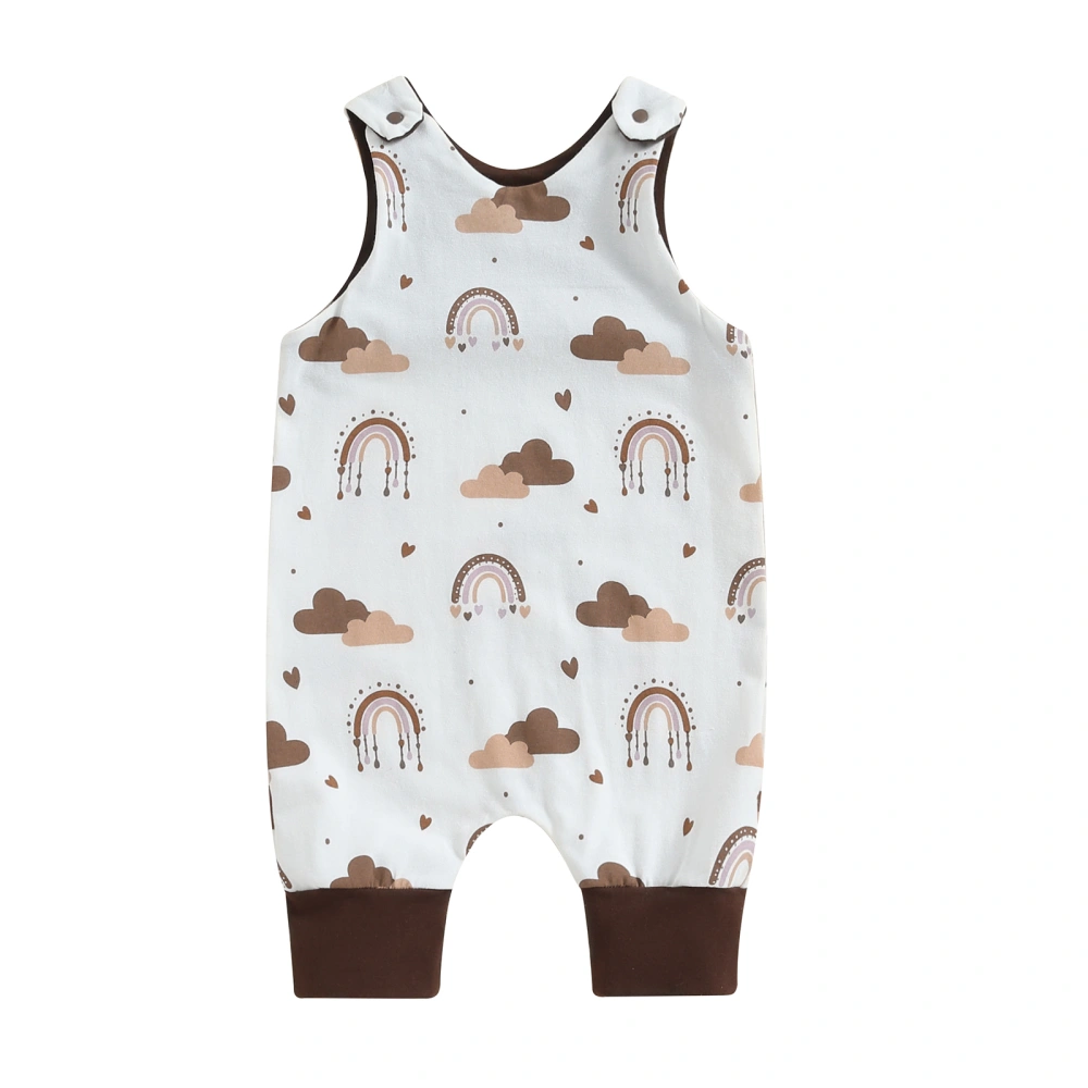 Baby Boys Romper Sleeveless Crew Neck Cloud Rainbow Print Jumpsuit