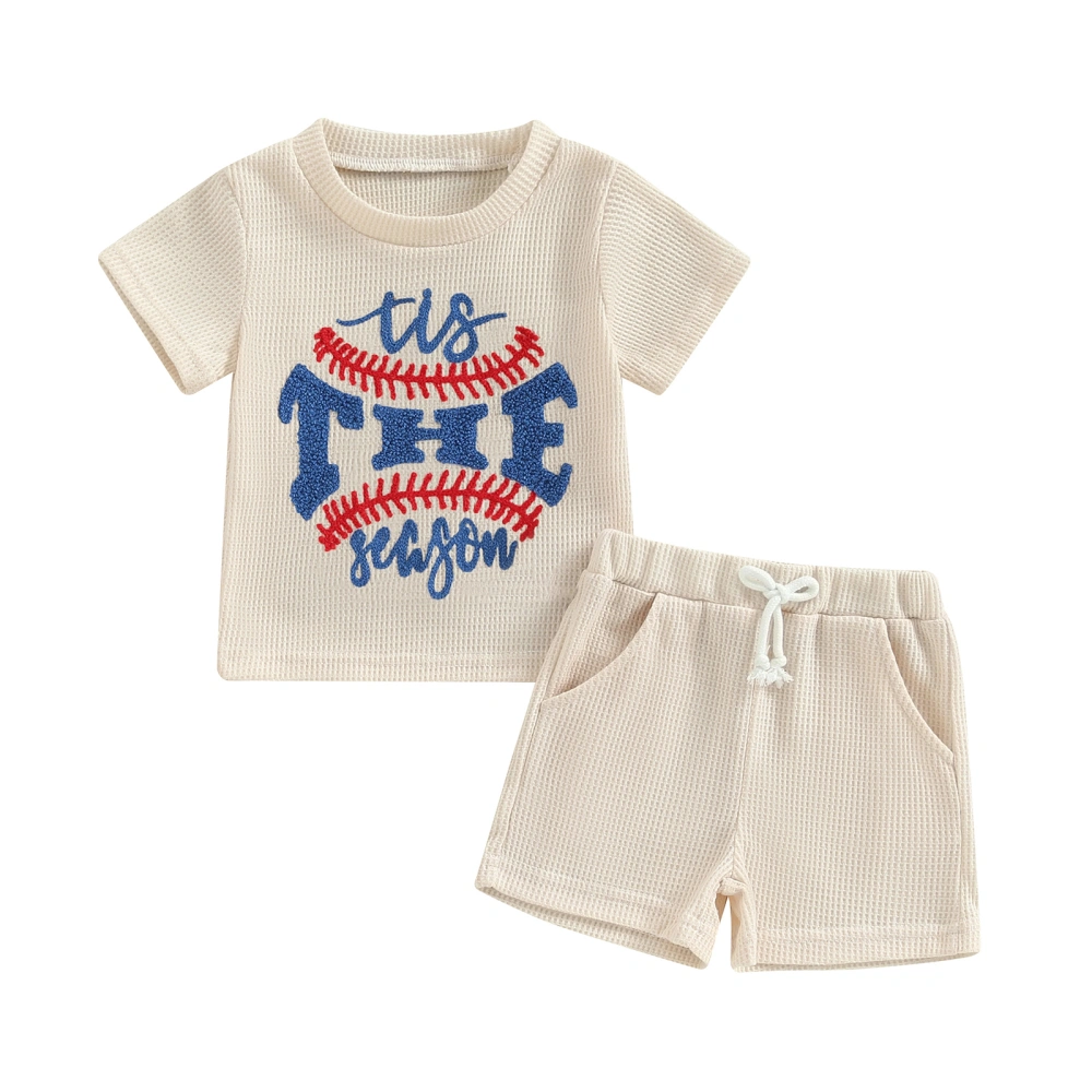 Baby Boy Girl Baseball Set Letter Embroidery Short Sleeve Tops Shorts 