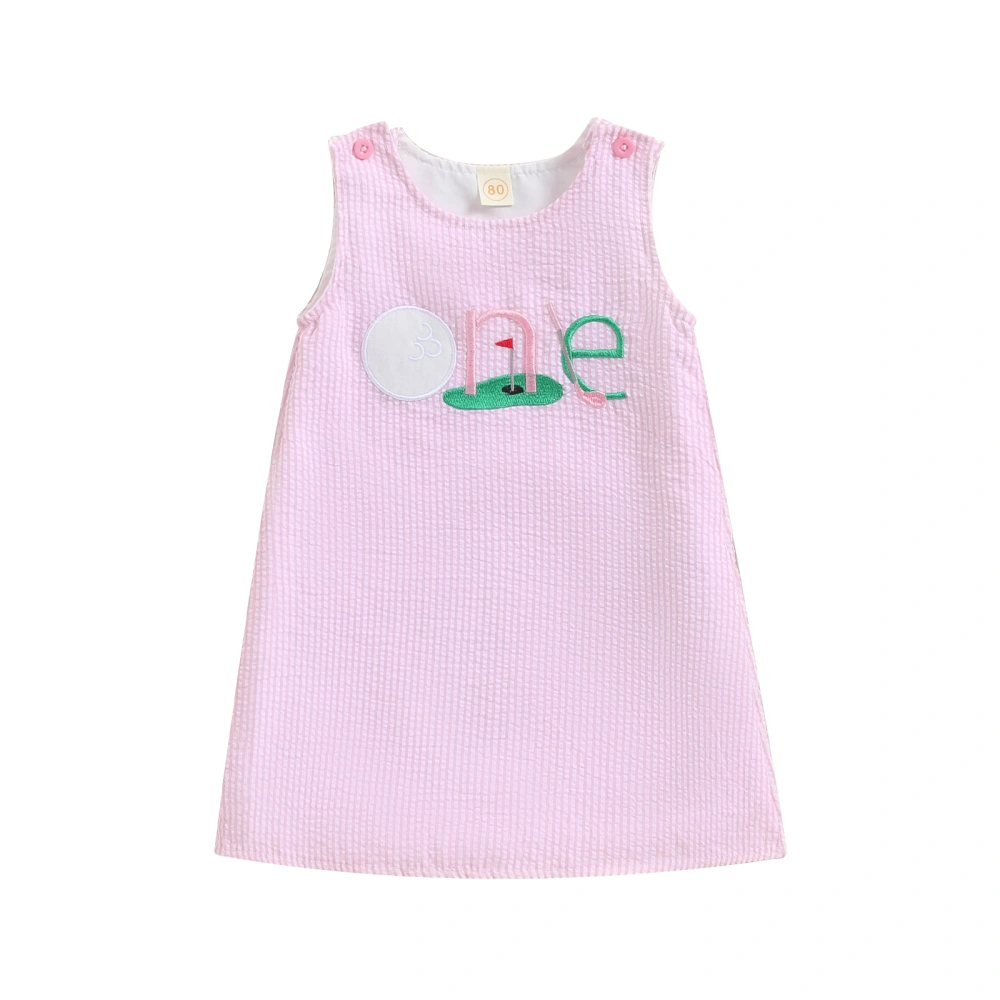 Baby Girl Birthday Dress Sleeveless Golf Embroidery Loose Dress