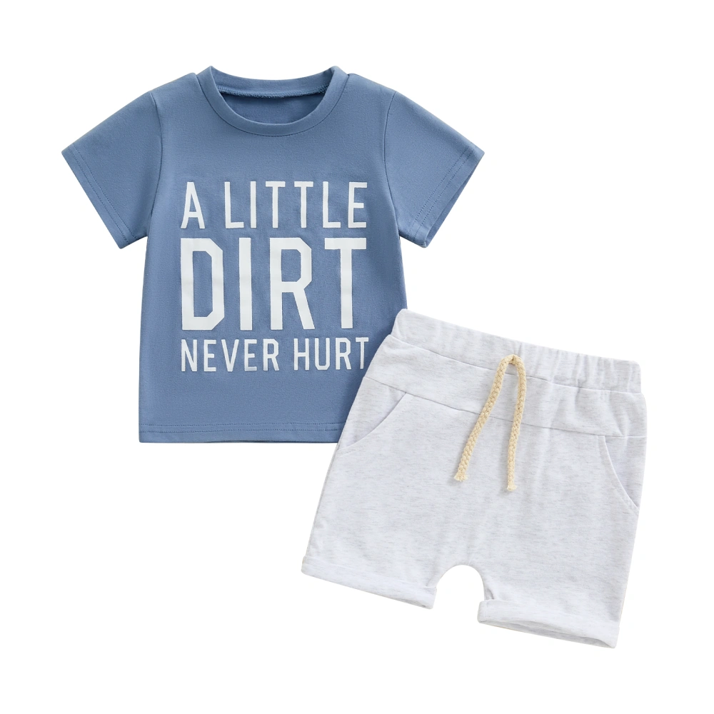 Toddler Boys Summer Outfits Letter Print T-Shirts Elastic Waist Shorts