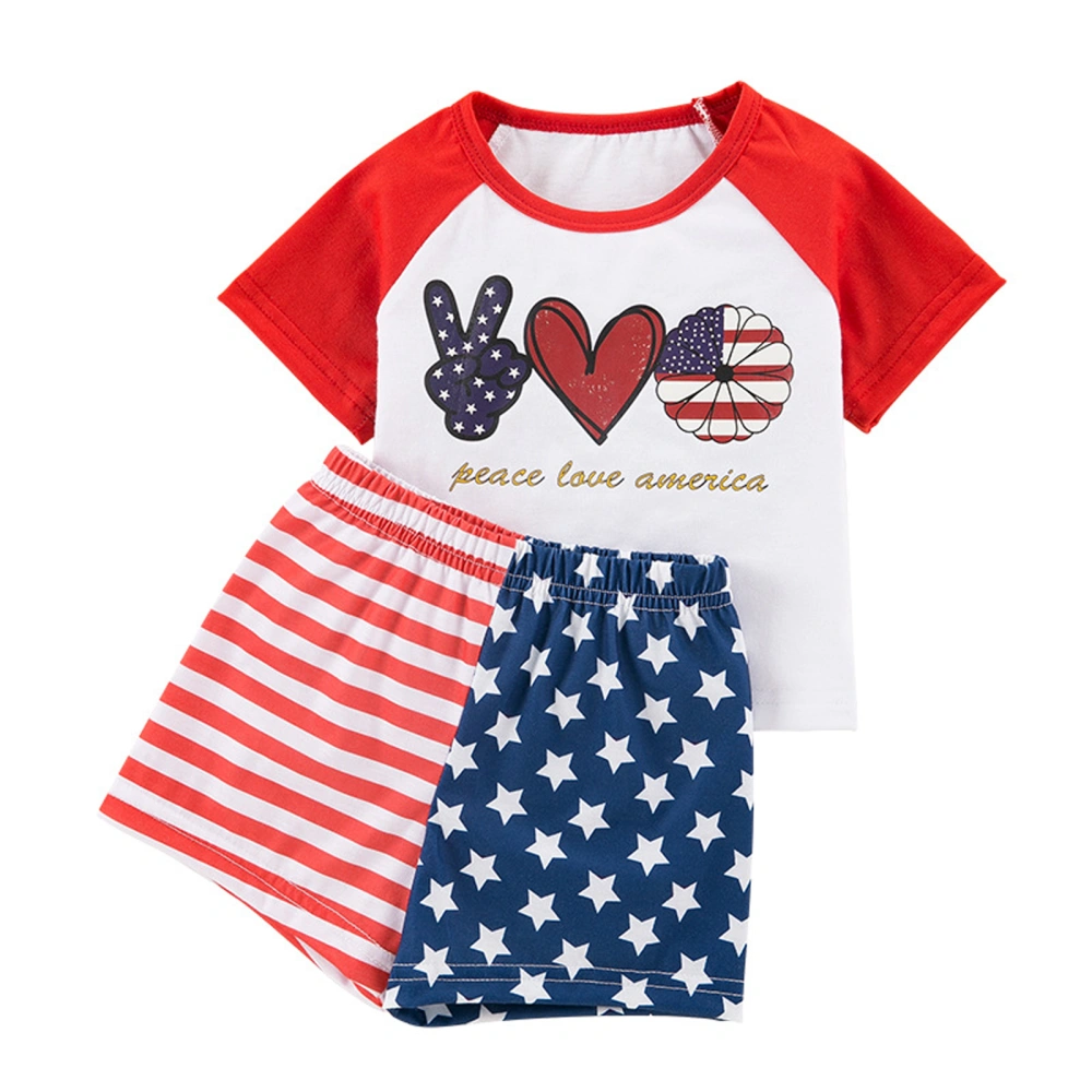 Baby Boys Shorts Set Graphic Print T-shirt with Stars Stripes Shorts