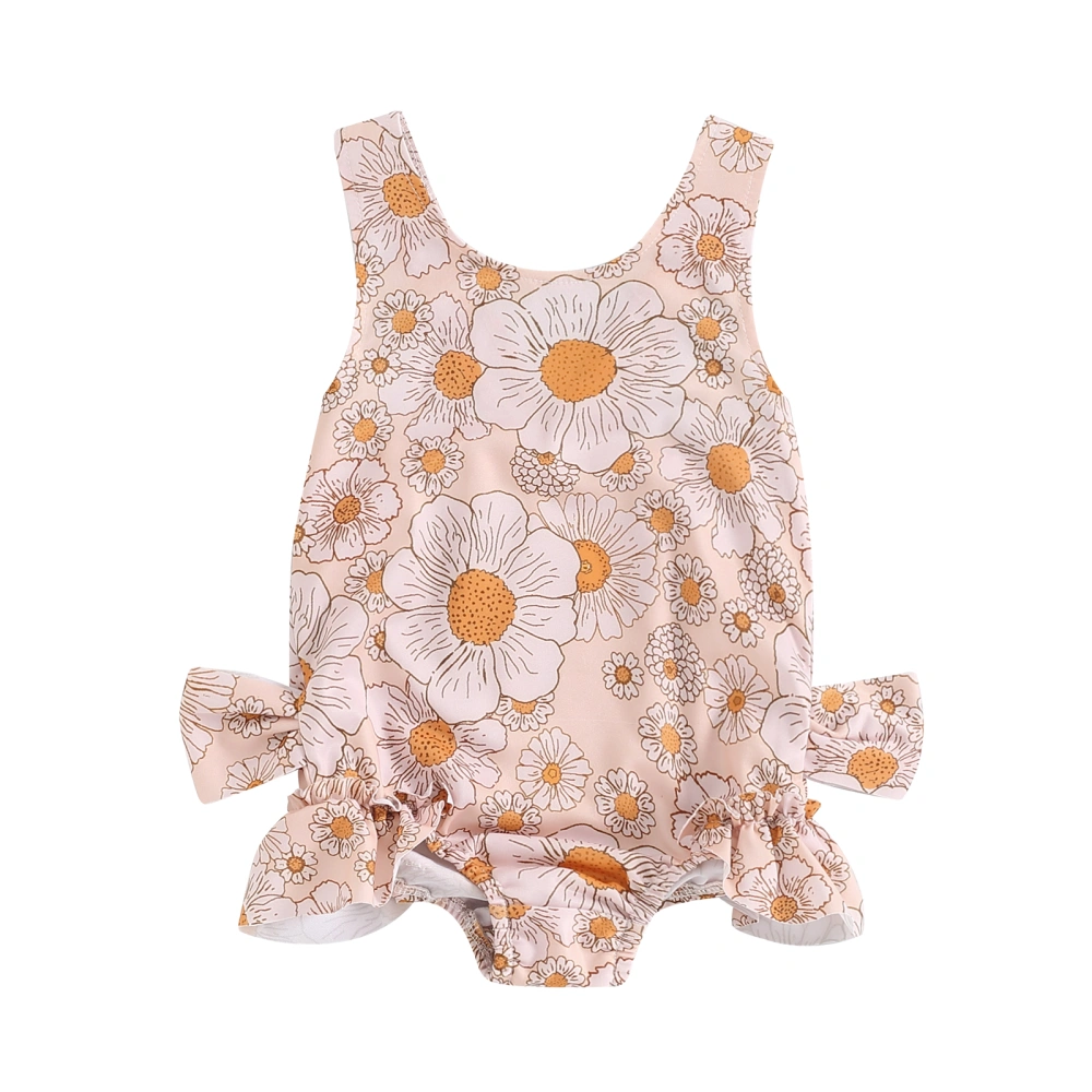 Kids Girls Bikini Sleeveless Flower Print Swimsuit for Summer Beach