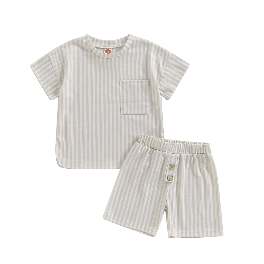 Boys Shorts Set Striped Short Sleeve T-shirt with Elastic Waist Shorts