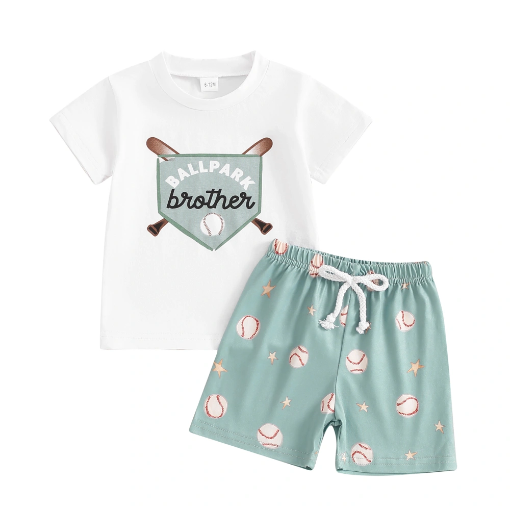 Kids Boys Shorts Set, Short Sleeve Letters Tag T-shirt with Shorts