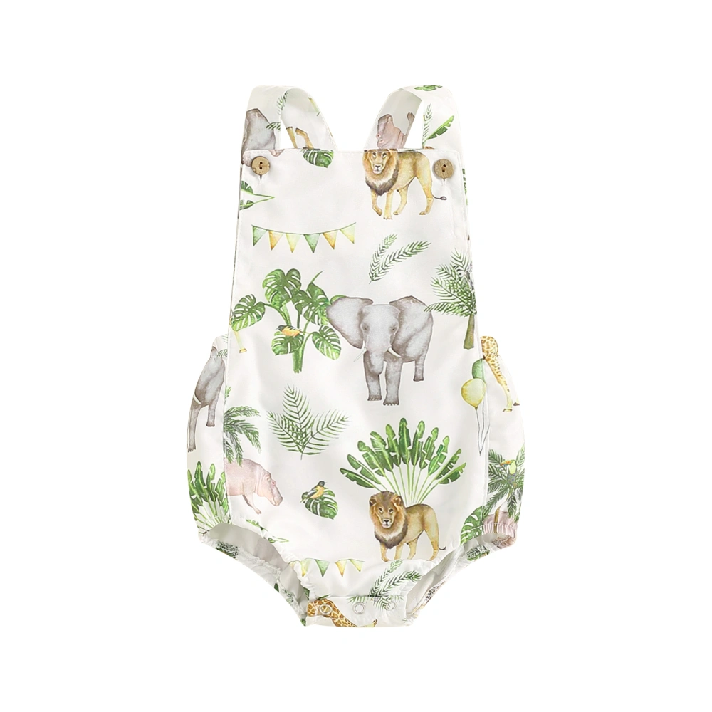 Baby Romper, Cute Sleeveless Animal Print Summer Bodysuit Overalls