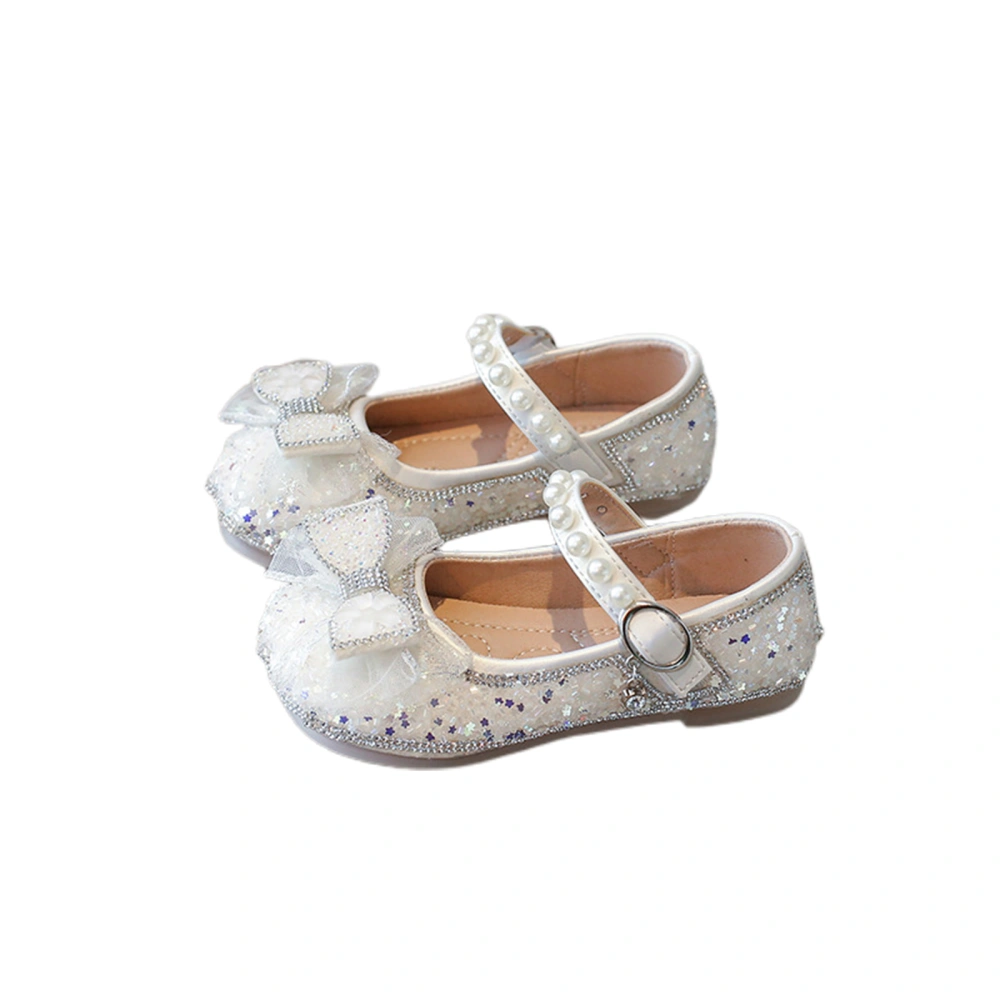 LIttle Girl Sequins Pearl Flats Infant Bow Walker Crib Shoes