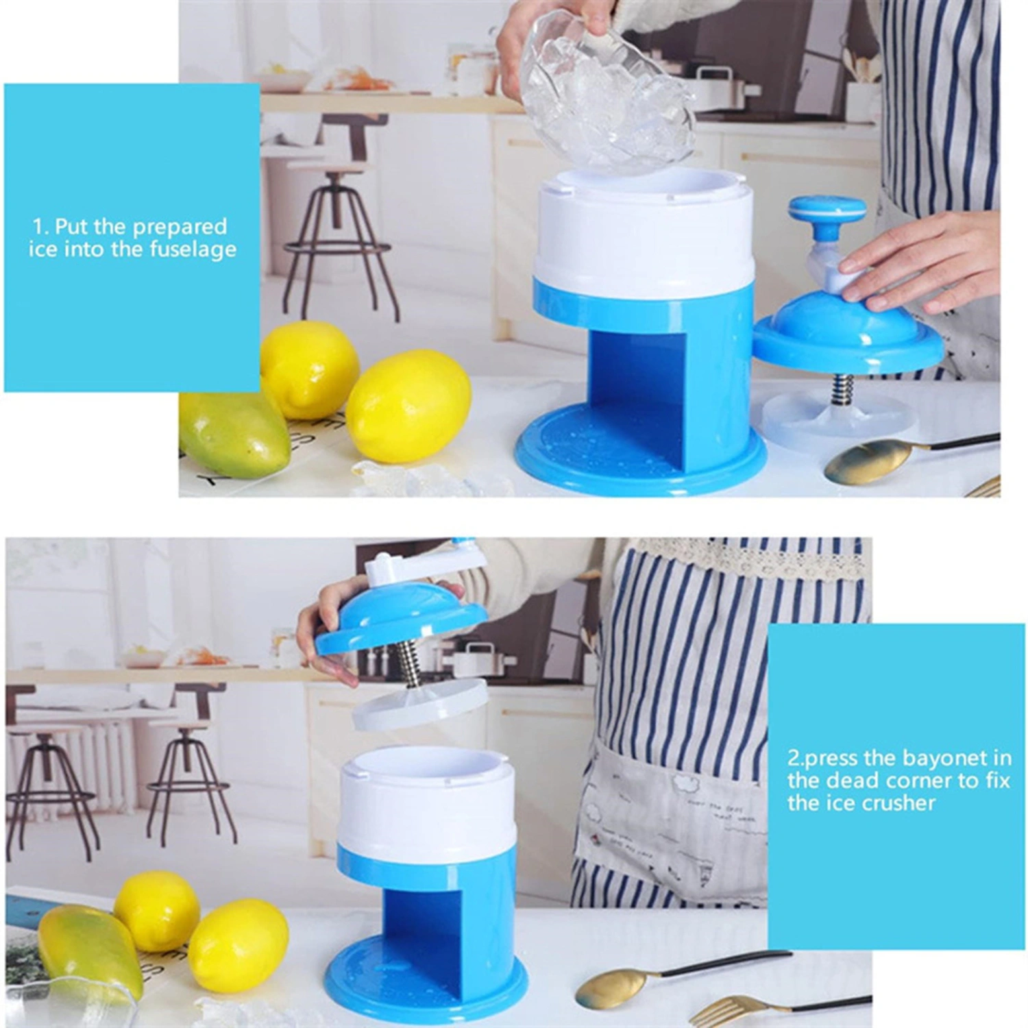 Hand-Crank Ice Crusher Portable Ice-Maker Shaved Ice Machine 