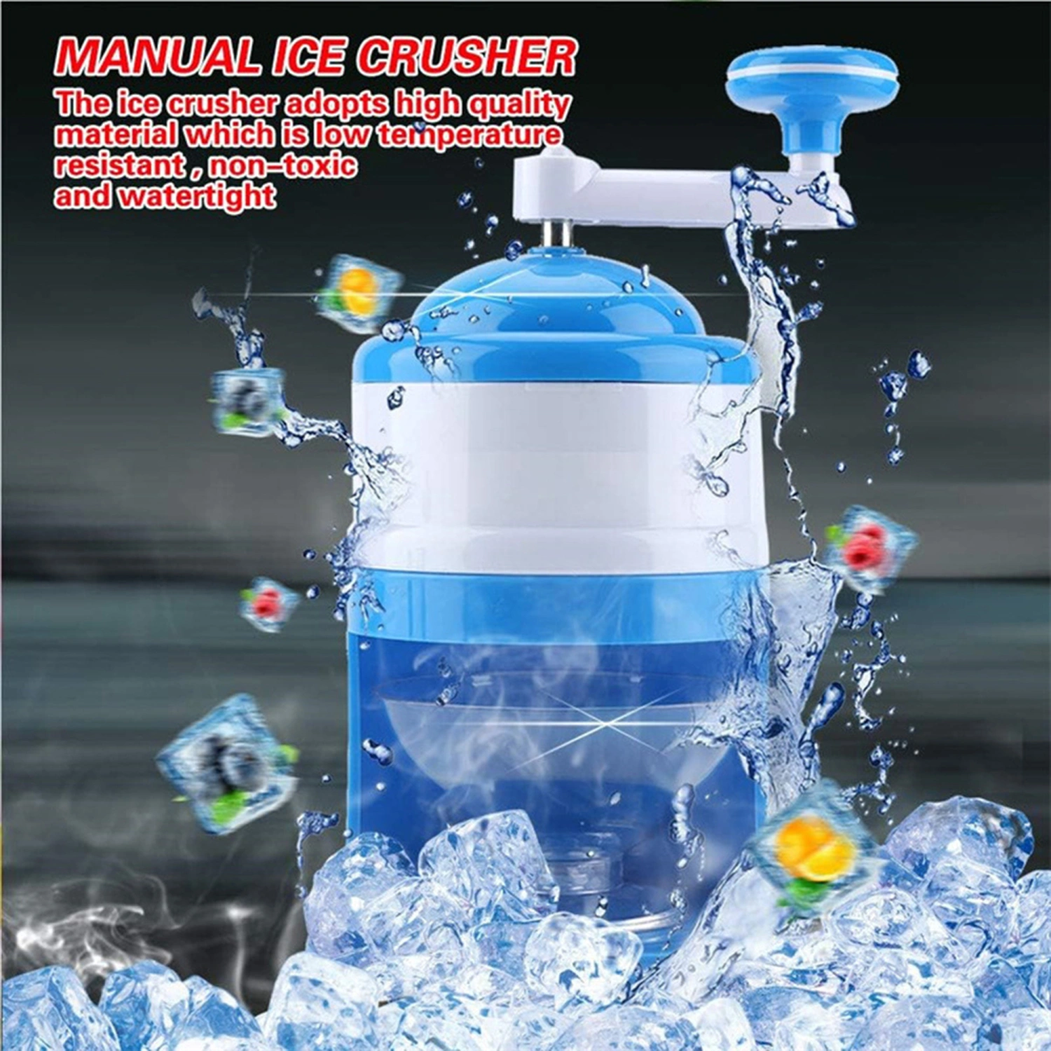 Hand-Crank Ice Crusher Portable Ice-Maker Shaved Ice Machine 