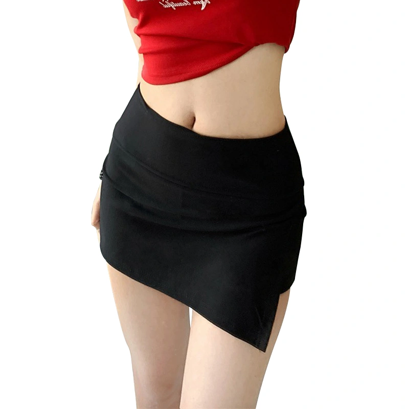 Women Workout Mini Skirt Casual Elastic Split A-Line Skirt with Shorts