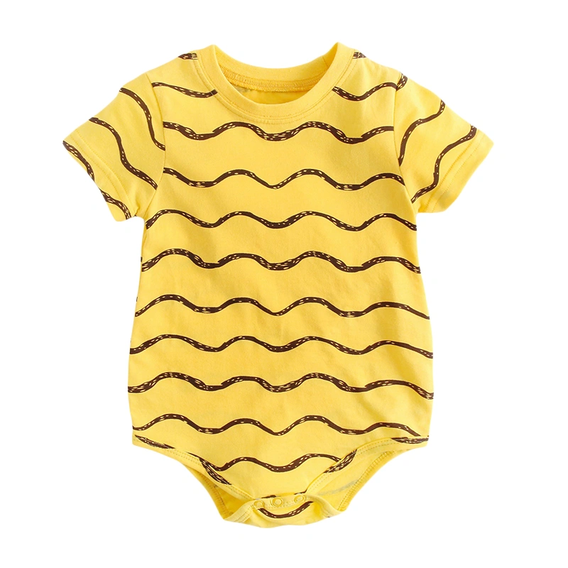 Baby Summer Romper Cloud/Wave Stripe Print Short Sleeve Jumpsuit