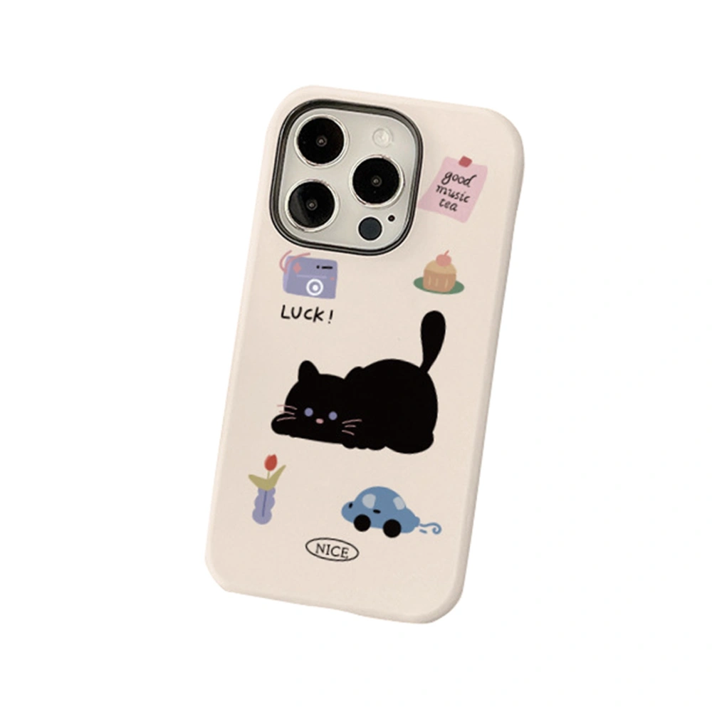 Kawaii Phone Case for iPhone 11 12 13 14 15 Cute Black Cat Phone Cover