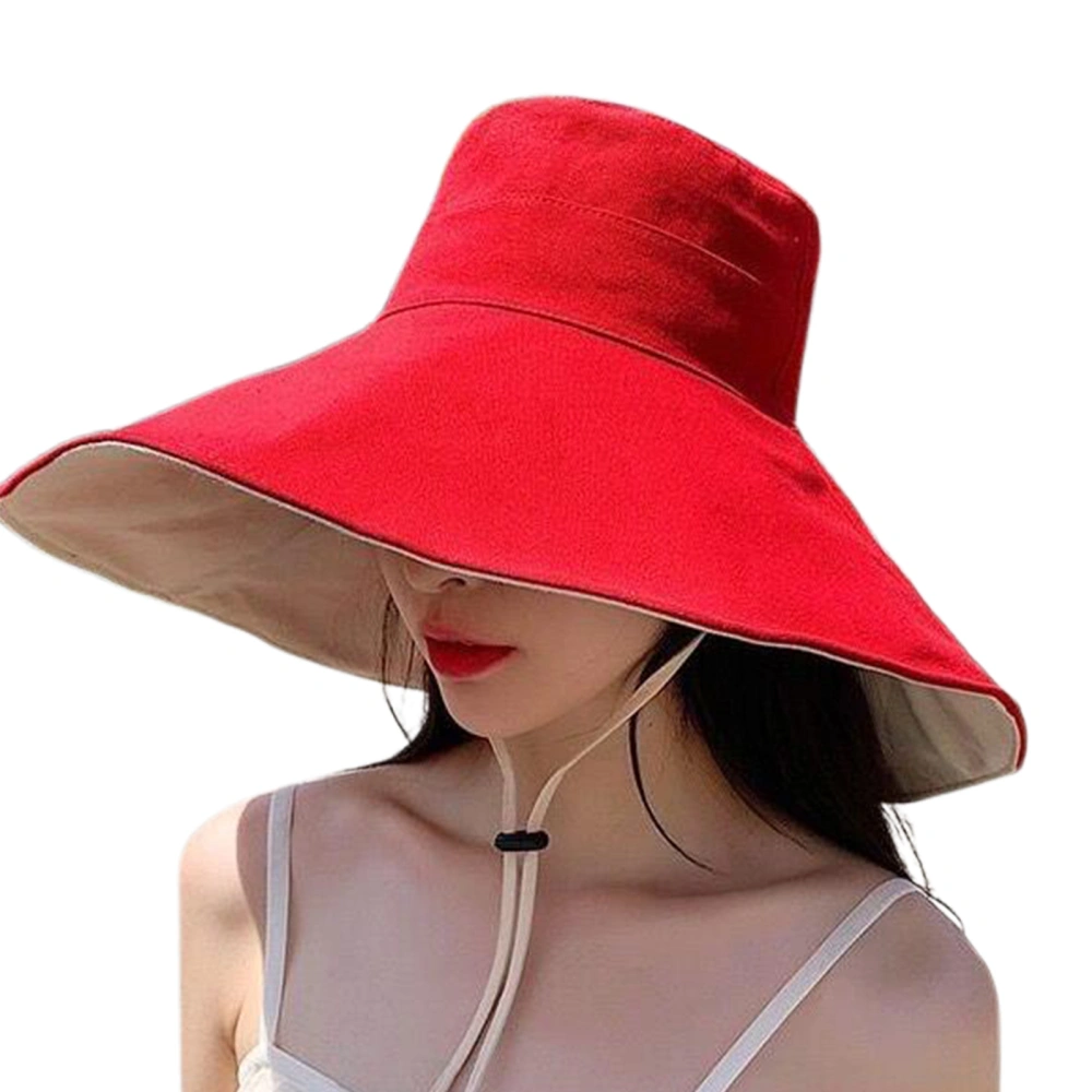 Women Summer Sun Hat Wide Brim Reversible Bucket Hat Outdoor