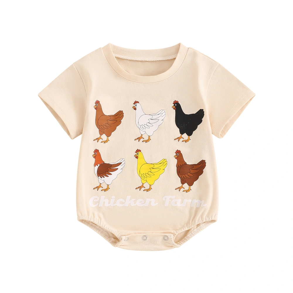 Baby Summer Romper Chicken Print Short Sleeve Newborn Jumpsuit