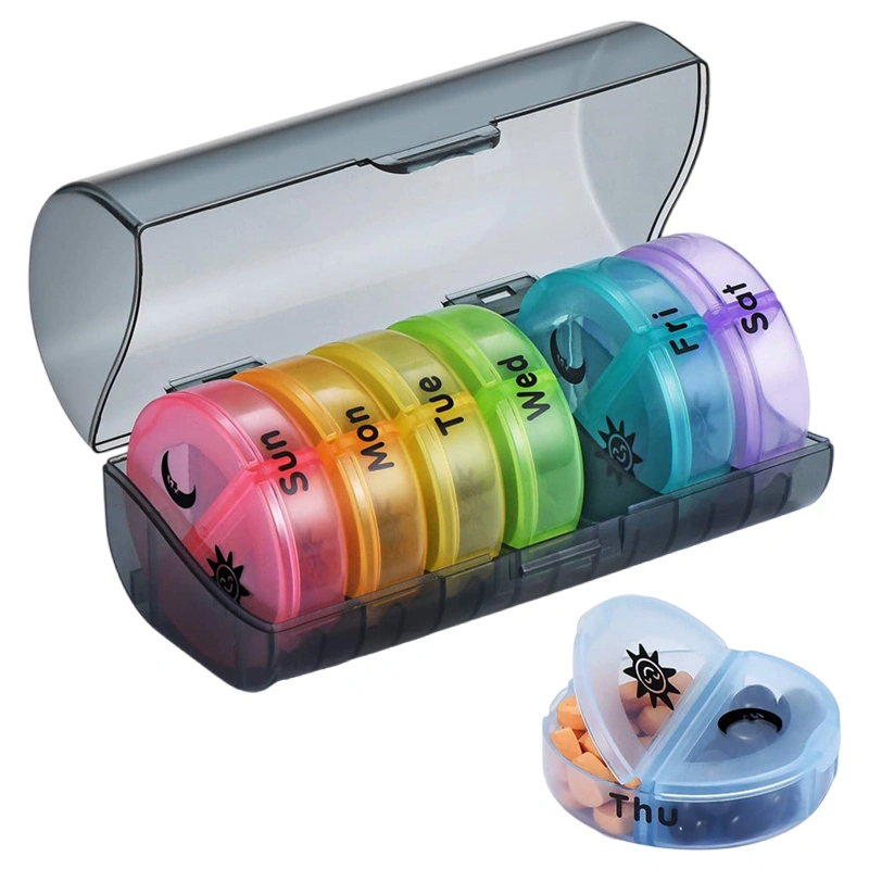 Travel Weekly Pill Organizer Cute 2 Times a Day Pill Vitamin Holder